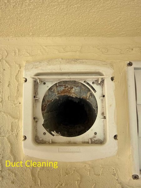 Dirty dryer vent exterior wall opening requiring professional cleaning
